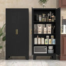 61" Balck Metal Kitchen Storage Cabinet, Kitchen Pantry Storage Cabinet with Doors and Shelves, Storage Cabinet with Adjustable Leveling Foot for Kitchen, Living Room and Dining Room by CozyNest Decor