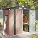 Aoxun 6.2x4 FT Shed Outdoor Storage Shed with Lockable Doors & Slooping Roof Metal Garden Tool Shed for Backyard, Patio, Poolside (Brown) by GreenHaven Gardens