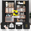 Kitchen Pantry Storage Cabinet with Doors and Adjustable Shelves, Metal ClosetMaid Food Pantry Cabinets, 75" Tall Freestanding Cupboard for Kitchen, Laundry or Utility Room, Black by CozyNest Decor