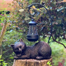 Solar Garden Statue Cat Figurine with Solar Light- Cat Statues Garden Art with Solar Lantern, Loving Cat for Patio,Balcony,Yard, Lawn, Porch-Unique Housewarming Gift for Garden Mom Grandma by GreenHaven Gardens
