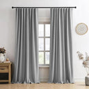 RAIN CITY Long Blackout Curtains 144 Inch Long 2 Panels Grey, Back Tab Pleated Look Drapes for Track System with Hooks, Noise Reducing Spring Blackout Winodw Curtains for Living Room 50x144 by CozyNest Decor