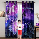 Butterfly Window Curtain Panels Purple Blackout Girls Curtains for Bedroom 2 Panels Curtains 84 inch Length for Girls Bedroom Nursery Room Grommet Top Thermal Insulated Curtains, 82" x 84" by TinyTreasures Baby Boutique