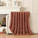 Esterra Chunky Knit Blanket Throw, 100% Handmade Chenille Throw Blanket 50"x60", Soft Thick Yarn Cable Knit Crochet Throw Blanket Rope Knot Throw for Couch Bed Sofa, Copper Brown by CozyNest Decor