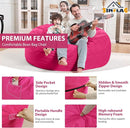 4FT Bean Bag Chair, Large Bean Bag Chairs with Memory Foam Filled, Fluffy Beanbag Sofa with Dutch Velvet Cover, Round BeanBag Chairs for Living Room, Playroom - Pink by TinyTreasures Baby Boutique