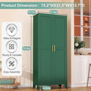 Metal Pantry Cabinet with 2 Doors and 5 Adjustable Shelves, 75" Kitchen Storage Cabinet with Gold Handles, Versatile Storage for Laundry, Living, Bathroom, Dining, Utility Room - Green by CozyNest Decor