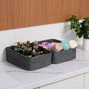 Large Shallow Organizing Baskets 15x11x5.1 Inches - Rope Woven Storage Bins for Bathroom, Shelves, Cube Closet, Mixed Black 2 Packs by CozyNest Decor