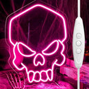 Dimmable Skull Neon Sign,Halloween Pink Neon Sign Light for Wall Decor, Skeleton LED Neon Sign for Beer Bar Bedroom Art,Skull Head Neon Lights Suitable for Computer Room, 5V USB Power 15.75 * 11.8in by CozyNest Decor