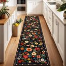 Floral 2x6 Area Rug Machine Washable Soft Print Boho Carpet Non Slip Doormat Low Pile Flower Area Rugs for Living Room Bedroom Nursery Kitchen Dining Room Indoor-Black by TinyTreasures Baby Boutique