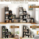 Tangkula 4-Tier Stepped Bookshelf, Freestanding 6 Cubes Ladder Bookcase with Anti-Tipping Kits, 64" Tall Modern Wooden Storage Display Rack for Home Office Living Room Study (2, Black) by CozyNest Decor