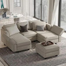 Belffin Modular Velvet Sectional Sofa with Chaise Lounge Sectional Sleeper Sofa with Storage Chaise Bed Couch for Living Room Grey by CozyNest Decor
