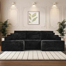 Modular Sectional Sofa Cloud Sectional Couch, 107" Comfy Fluffy U Shaped Black Couches for Living Room, Deep Seat Memory Foam Plush Corduroy Boneless Couch Sectionals with Right Facing Chaise Sofa by CozyNest Decor