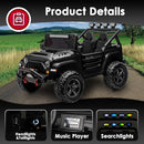 24V 2 Seater Ride On Truck with Remote Control 4WD Electric Car for Kids Ride On Car Battery Powered Ride On Toy Car with Music Player, LED Lights, Bluetooth, Rear Shock Absorber, Black by TinyTreasures Baby Boutique