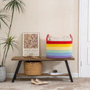KAKAMAY Large Blanket Basket (20"x13"),Woven Baskets for storage Baby Laundry Hamper, Cotton Rope Blanket Basket for Living Room, Laundry, Nursery, Pillows, Baby Toy chest (Rainbow) by GreenHaven Gardens