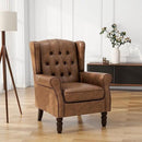 UIXE Faux Leather Accent Chair, High Back Upholstered Armchair for Living Room, Wingback Arm Chair Comfy Single Sofa Bedroom Reading Seat with Solid Wood Legs - Brown by CozyNest Decor