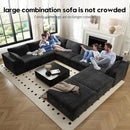 157.5" Cloud Couch Oversized Modular Sectional Sofa for Living Room,Modern Sofa with Deep Seat，8 Seater Boneless Couch with 2 Ottoman,Comfy Upholstered Couches for Apartment, Studio, Office,Black by CozyNest Decor