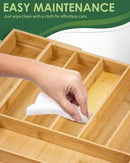 Premium Bamboo Expandable Drawer Organizer, 7-9 Slots Adjustable Kitchen Drawer Organizer for Large Cooking Utensils Cutlery, Kitchen Drawer Organization by CozyNest Decor