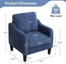 Accent Chair for Living Room, Mid Century Modern Reading Chair for Bedroom, Upholstered Armchair with Side Pockets, Comfy Single Sofa Side Chair for Office, Apartment, Small Room, Blue by CozyNest Decor