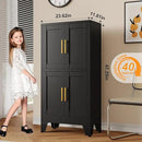 47.25" Metal Storage Cabinet, Black Kitchen Food Storage with 4 Door and 2 Adjustable Shelves, Freestanding Bathroom Cabinet, Pantry for Kitchen Dinning Room, Cupboard by CozyNest Decor
