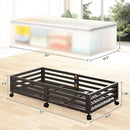Under Bed Storage Containers With Wheels - 2 Pcs Large Bamboo Wood Rolling Underbed Shoe Storage Bins With Dust Bags for Clothes Blankets, Duvet Covers Snacks Toys (Black) by CozyNest Decor