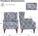 UIXE Floral Accent Chair, High Back Pattern Arm Chair for Living Room, Traditional Fabric Armchair Comfy Upholstered Sofa Reading Seat with Nailhead Trim & Retro Wood Legs - Navy by CozyNest Decor