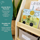 Guidecraft EdQ Book and Bin Display Natural with 3 Fabric Storage Bins: Wooden Multi-Purpose Bookcases and Toy Storage Organizer; Homeschool and Classroom Furniture by TinyTreasures Baby Boutique