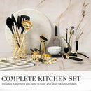 Black and Gold Kitchen Utensils Set - 23-Piece Luxury Kitchen Accessories Includes Gold Measuring Cups, Spoons, Silicone Cooking Utensils and Tools for Baking, Cooking, and Stylish Kitchen Decor by CozyNest Decor