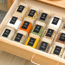 ComSaf 16Pcs Glass Spice Jars with Bamboo Lid, 6oz Airtight Square Containers with 275 Black Lables, Empty Seasoning Jars for Salt Sugar by CozyNest Decor