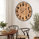Large Old Town Farmhouse Wall Clock 30 Inches Rustic Antique Wood with Metal Circle and Large Numerals Silent Battery Operated Wall Clock for Office Kitchen Bedroom Living Room by CozyNest Decor