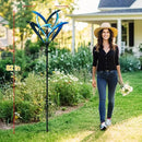 LimeHill Wind Spinner for Yard and Garden - Large Metal Kinetic Wind Sculptures for Outdoor Decorations (Blue Magnolia) by CozyNest Decor