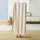 Great Bay Home 100% Cotton Velour 4 Pack Beach Towels 30" x 60" - Taupe Cabana Stripe Pool Towels - Quick Dry, Large Swim Towels by TinyTreasures Baby Boutique