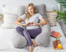 Meiz Pregnancy Pillow, Cooling Silky Pregnancy Pillows for Sleeping, Maternity Body Pillow for Pregnant Woman with Cooling Silk Jersey Cover, Light Grey by TinyTreasures Baby Boutique