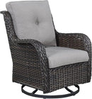 Outdoor Patio Swivel Rocker Chairs - Single Wicker Rattan Patio Swivel Rocking Chair with High Back,Deep Seating and Comfort Cushions for Deck Porch Garden,Brown/Grey by GreenHaven Gardens