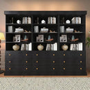Vyre 71" Tall Farmhouse Bookshelves with Drawers, Set of 4 – Large Modular Bookcase with Adjustable Shelves, Storage Cabinet for Living Room, Kitchen, Home Office, Black by CozyNest Decor