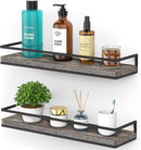 Meangood Floating Shelves Wall Mounted Set of 2, Rustic Wood Wall Storage Shelves for Bedroom,Living Room,Bathroom, Kitchen Pine by CozyNest Decor