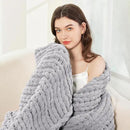 Admitrack Chunky Knit Blanket Throw, 100% Hand Knit Chenille Throw Blanket for Sofa & Home Decor, Soft and Cozy Knitted Throw Blankets (Light Gray，51"x63") by CozyNest Decor