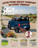 Licensed Ford F-150 Raptor 2 Seater Ride on Car for Kids, 24 Volt Ride on Toys for Boys w/Remote Control, Kids Electric Car w/LED Lights, Bluetooth, Truck Bed Storage, Soft Start (Blue) by TinyTreasures Baby Boutique
