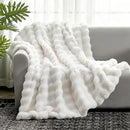 Cozy Bliss Faux Fur Throw Blanket for Couch, Fuzzy Soft Plush Thick Bubble Blanket for Sofa Bedroom Living Room, 60 * 80 Inches Cream White by CozyNest Decor