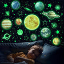 Glow in The Dark Stars and Planets for Ceiling, Glow Solar System Wall Stickers, Space Wall Decals for Kids Boys Room (Green) by TinyTreasures Baby Boutique