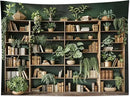 HVEST Green Plant Bookshelf Tapestry Book on Bookshelf and Plant Potted Tapestry Wall Hanging Reading Wall Tapestries for Study Room Bedroom Living Room College Dorm Decor, 51L x 59W Inches by CozyNest Decor