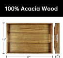 Acacia Wood Serving Tray with Handles - 17-Inch Decorative Wooden Tray - Perfect for Breakfast, Lunch, Dinner, Appetizers, Patio, Ottoman, Coffee Table - Durable Living Room and Couch Tray by CozyNest Decor