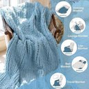 Chunky Knit Blanket - Luxury Soft Cozy 40 * 50 Throw Blanket,100% Woven Blanket Rope Knot Throw Blanket for Couch, Sofa, Home Decor, Gift - Machine Washable（Light Blue） by CozyNest Decor