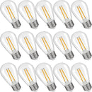 S14 Replacement LED Light Bulbs, Shatterproof & Waterproof 2W S14 Edison LED Bulbs, Outdoor String Lights, E26 Base Patio Lights, Warm White 2200K Plastic 150ML Non-Dimmable 15 Pack by GreenHaven Gardens