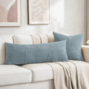 Fancy Homi Set of 2 Light Blue Decorative Throw Pillow Covers 16x16 Inch for Living Room Couch Bed, Rustic Farmhouse Boho Home Decor, Soft Striped Corduroy Textured Square Cushion Case 40x40 cm by CozyNest Decor