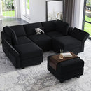 Belffin Modular Velvet Sectional Sofa with Chaise Lounge Sectional Sleeper Sofa with Storage Chaise Sofas Bed Couch for Living Room Black by CozyNest Decor