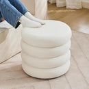 ONEVOG Round Storage Ottoman, 20" Small Ottomans Table with Removable Lid, Velvet Fabric Soft Footrest Stool for Couch, Upholstered Stuffed Circle Seat for Living Room/Bedroom/Dorm/Vanity, Lvory White by CozyNest Decor