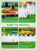 20PCS White Garden Edging Borders, 9.76" H Plastic Fences Edging with Hammmer Shovel Gloves, 13.6Ft Decorative Interlocking Landscape Edging, Flexible Flower Bed Border for Patio by GreenHaven Gardens