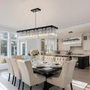 8 Light Modern Crystal Chandelier for Dining Room,Rectangular Rectangle Raindrop Crystal Light Fixture,Height Adjustable for Kitchen Island L40''xW10''xH10'' by CozyNest Decor