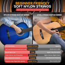 Pyle Beginner Acoustic Guitar Kit, 3/4 Junior Size All Wood Build Nylon String Instrument with Capo, Gig Bag, Strap, Extra String Set, Guitars for Beginners Adults and Youth, 36" Blue Burst Gloss by TinyTreasures Baby Boutique