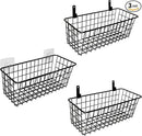 Joben Oligey 3 Set Hanging Wire Baskets ,Wall Mount Fruit Basket,No Drilling,Adhesive Small Metal Basket,Farmhouse Food Storage Mesh Bin Kitchen Pantry Laundry Bathroom Closet Garage RV ,Black by CozyNest Decor
