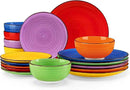 vancasso Bonita Dinnerware Set Muticolor Stoneware 18 Pieces Service for 6, Handpainted Spirals Pattern Stoneware Plates and Bowls Set by CozyNest Decor
